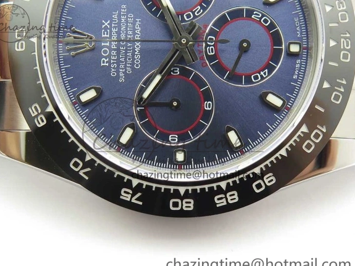 MiroTime 0119 Daytona 116519 Noob 1:1 Best Edition 904L SS Case Blue Dial on Black Rubber Strap SA4130 (Free Extra Strap) Compact 3290